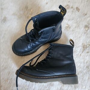 Dr Martens Kids 1460J Classic Boots -Kid US Size‎ 1-Black-Lace Up-Side Zipper